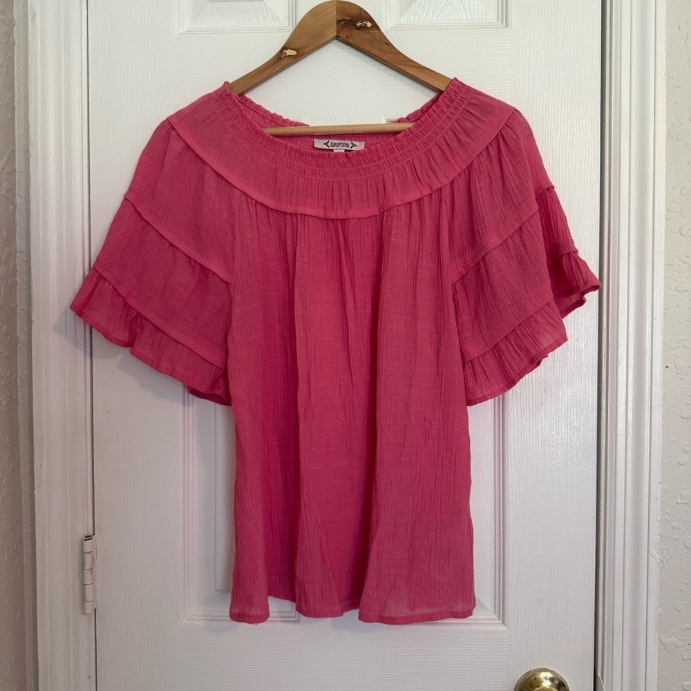 Nanette Lepore Pink Ruffled Flowy Top Medium